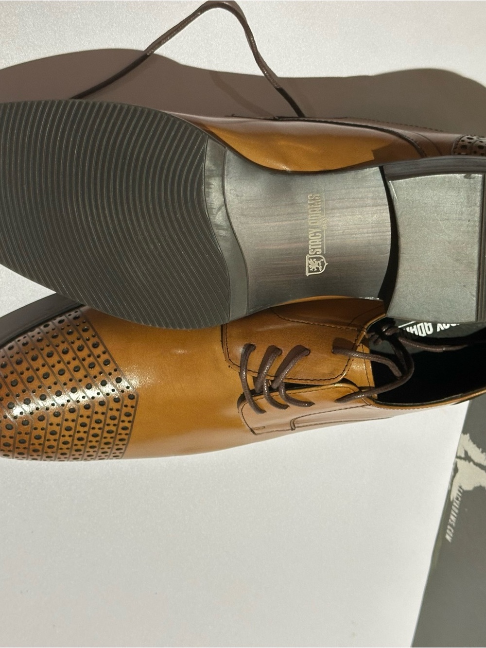 Stacy Adams Tan Leather Perforated Cap-Toe Dress Oxfords - Picture 4 of 5